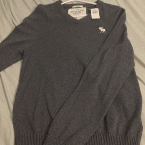 Men’s LARGE Grey Abercrombie & Fitch V-Neck Sweater - Picture 1 of 4